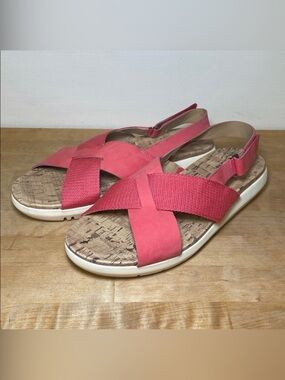 Naturalizer Lilac Sandal coral cross over suede straps women’s size 9 wide